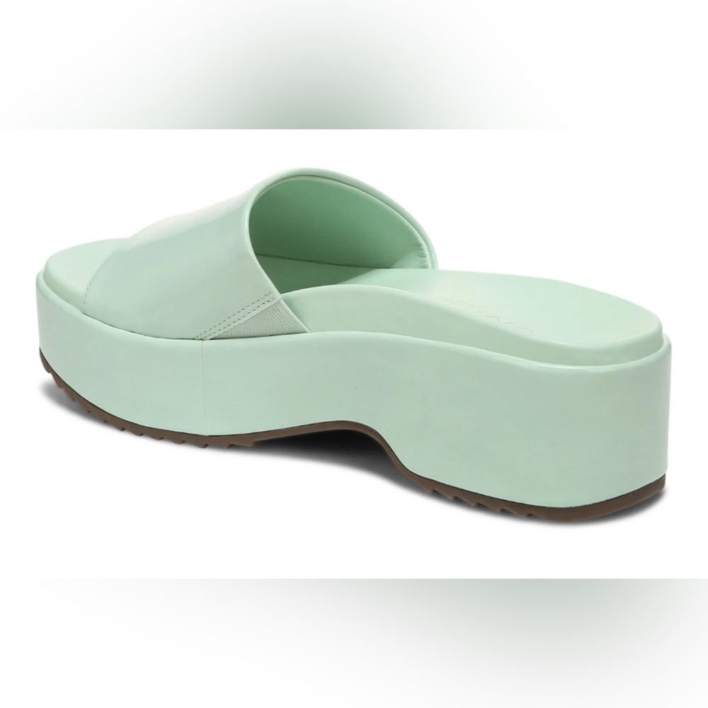 NIB [Vionic] Trista Slide Platform Sandals in Menta Patent (green) Womens 7 or 8 - Picture 5 of 17